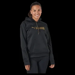 Puma Fit Tech Knit Po Hoodie Black-metallic Gold Svart Clearance