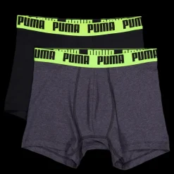 Puma Men Everyday Basic Boxer Dark Grey Melange / Yellow Grå Clearance