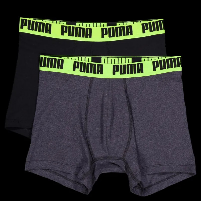 Puma Men Everyday Basic Boxer Dark Grey Melange / Yellow Grå Clearance