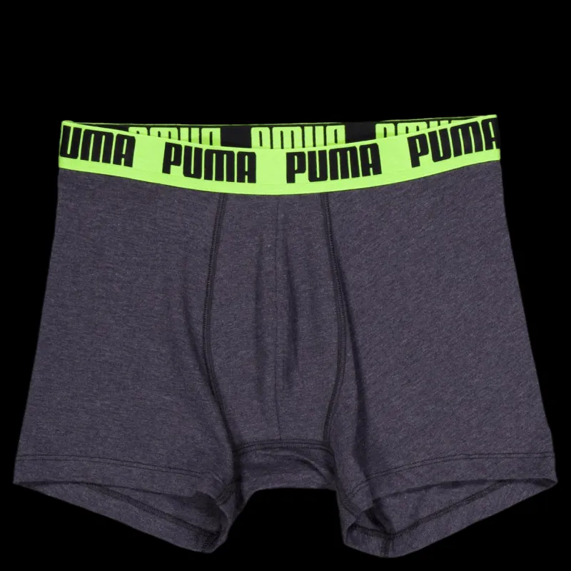 Puma Men Everyday Basic Boxer Dark Grey Melange / Yellow Grå Clearance