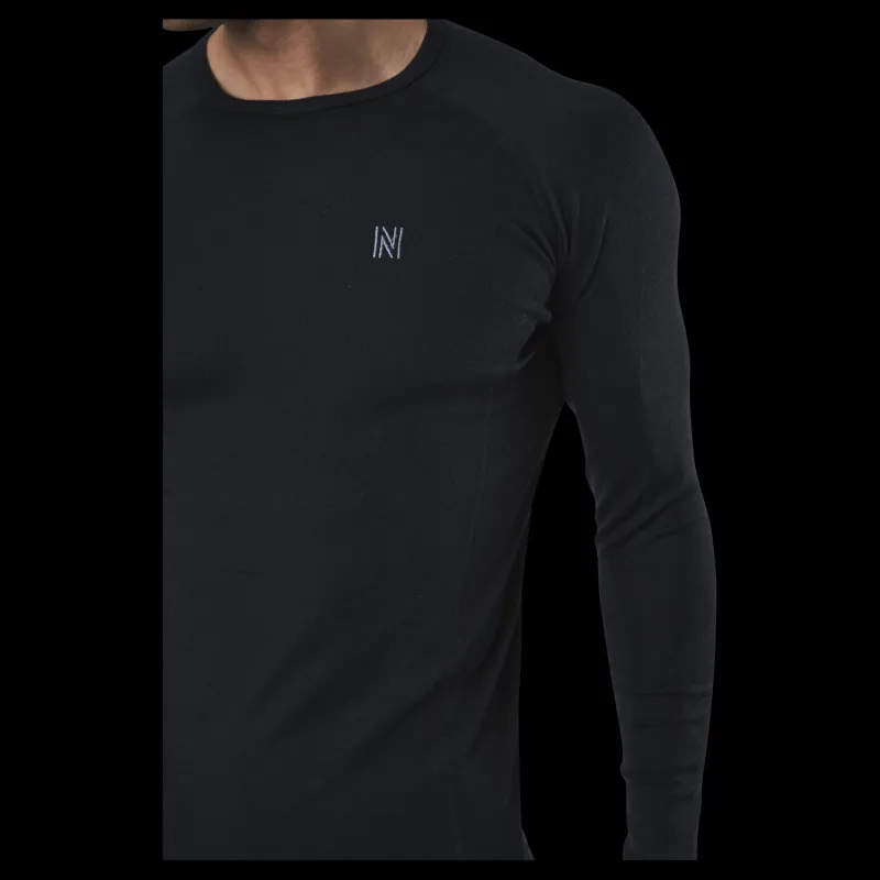 New Norfolk Ragnar Long Sleeve Base Layer 100% Merino Wool Black Svart