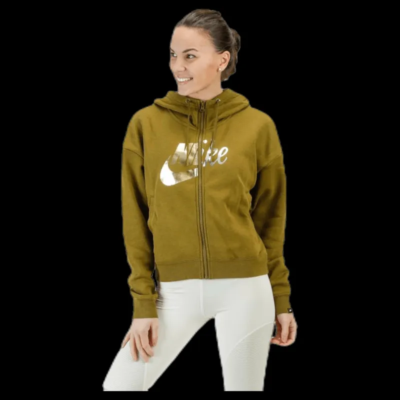 Sale Nike Rally Metallic FZ Hoodie Green Grön