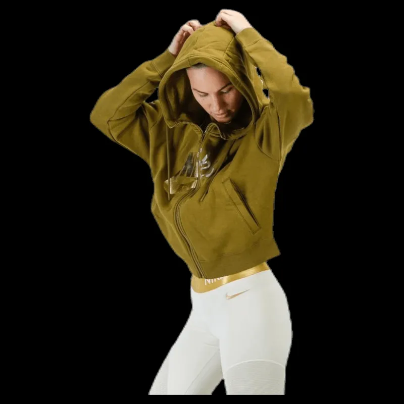 Sale Nike Rally Metallic FZ Hoodie Green Grön