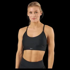 Discount Reebok Lux Strappy Sports Bra Black Svart