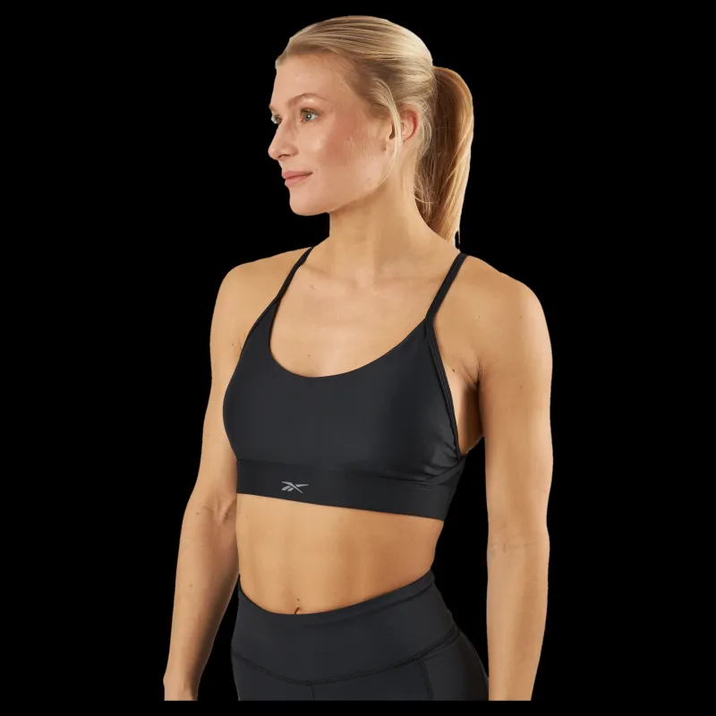 Discount Reebok Lux Strappy Sports Bra Black Svart