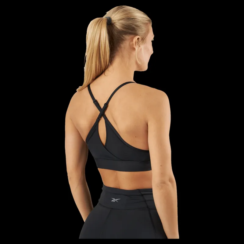 Discount Reebok Lux Strappy Sports Bra Black Svart