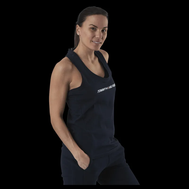 Tommy Hilfiger Sport Regular R-Nk Graphic Tank Blue Blå Clearance