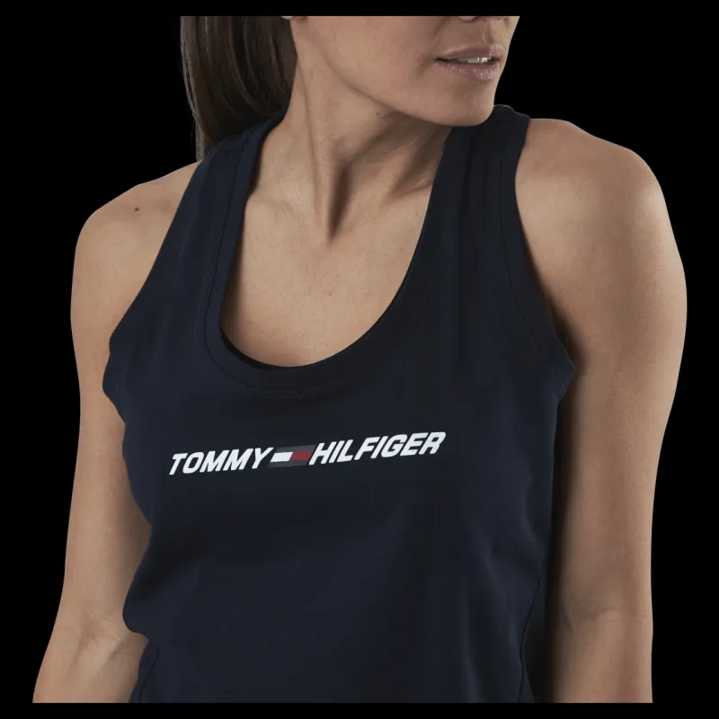Tommy Hilfiger Sport Regular R-Nk Graphic Tank Blue Blå Clearance
