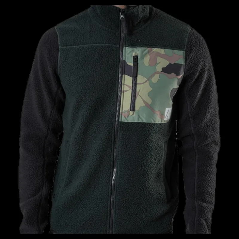 Hot ColourWear Retro Pile Jacket Green Svart