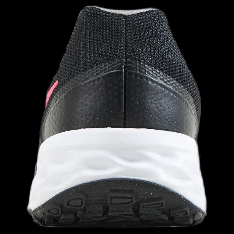 Nike Revolution 6 Big Kids' Road Running Shoes BLACK/HYPER PINK-PINK FOAM Svart New