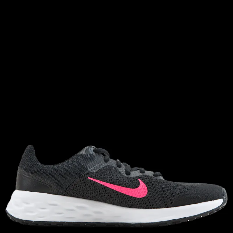 Nike Revolution 6 Big Kids' Road Running Shoes BLACK/HYPER PINK-PINK FOAM Svart New