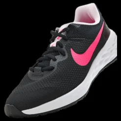 Nike Revolution 6 Big Kids' Road Running Shoes BLACK/HYPER PINK-PINK FOAM Svart New