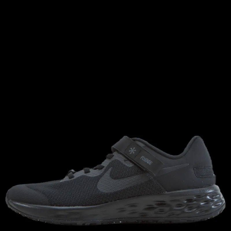 Nike Revolution 6 FlyEase Big Kids' Easy On/Off Road Running Shoes BLACK/BLACK-DK SMOKE GREY Svart Best