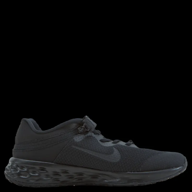 Nike Revolution 6 FlyEase Big Kids' Easy On/Off Road Running Shoes BLACK/BLACK-DK SMOKE GREY Svart Best