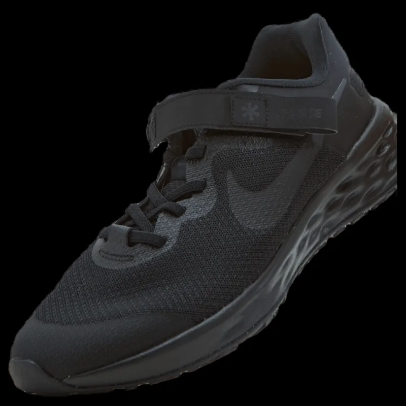 Nike Revolution 6 FlyEase Big Kids' Easy On/Off Road Running Shoes BLACK/BLACK-DK SMOKE GREY Svart Best