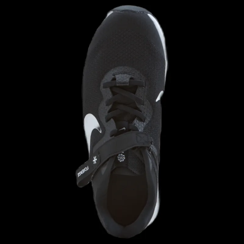 Nike Revolution 6 FlyEase Big Kids' Easy On/Off Road Running Shoes BLACK/WHITE-DK SMOKE GREY Svart New