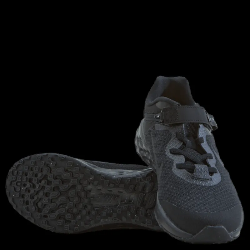 Nike Revolution 6 FlyEase Little Kids' Shoe BLACK/BLACK-DK SMOKE GREY Svart Hot