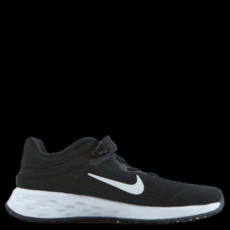 Nike Revolution 6 FlyEase Little Kids' Shoe BLACK/WHITE-DK SMOKE GREY Svart