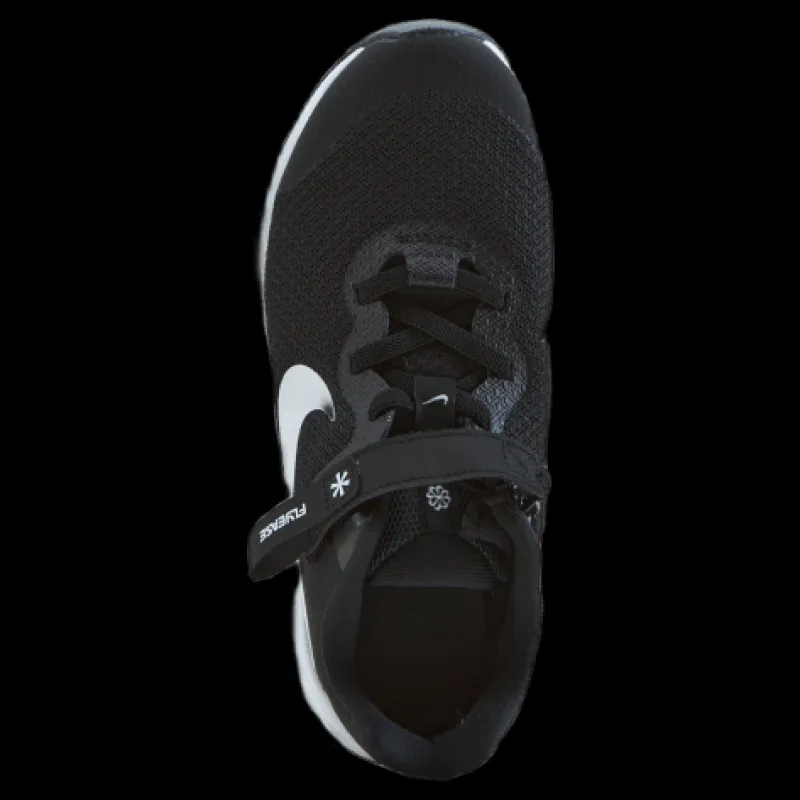 Nike Revolution 6 FlyEase Little Kids' Shoe BLACK/WHITE-DK SMOKE GREY Svart