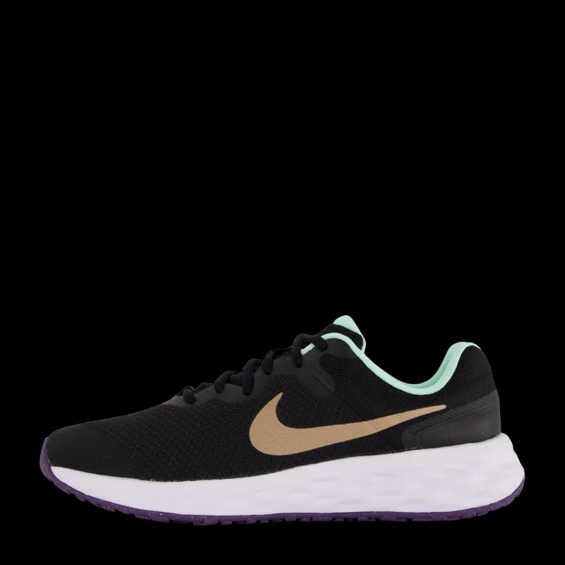 Nike Revolution 6 GS Big kids Black/mtlc Red Bronze-mint Foa Svart Clearance