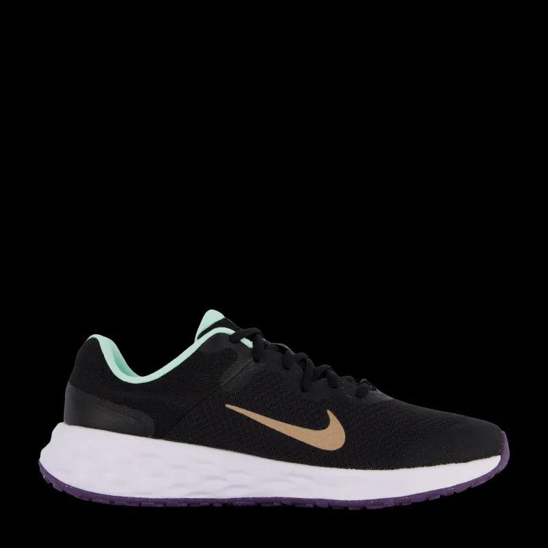 Nike Revolution 6 GS Big kids Black/mtlc Red Bronze-mint Foa Svart Clearance