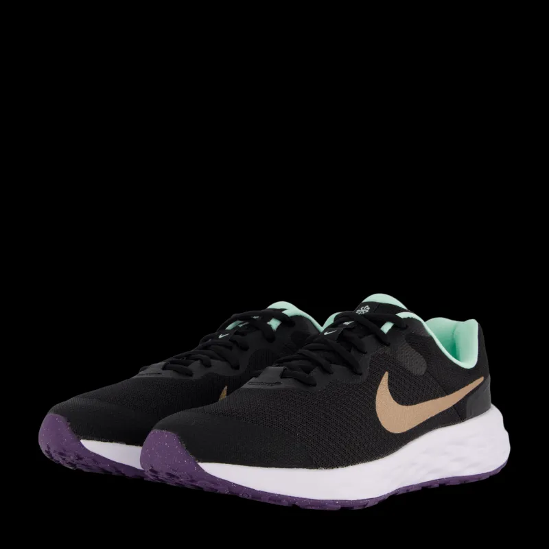 Nike Revolution 6 GS Big kids Black/mtlc Red Bronze-mint Foa Svart Clearance