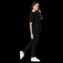 Clearance Pieces Ria Ss Fold Up Solid Tee Black Svart