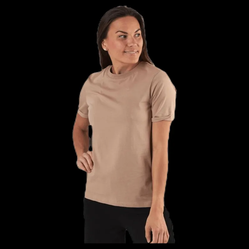 Sale Pieces Ria Ss Fold Up Solid Tee Beige
