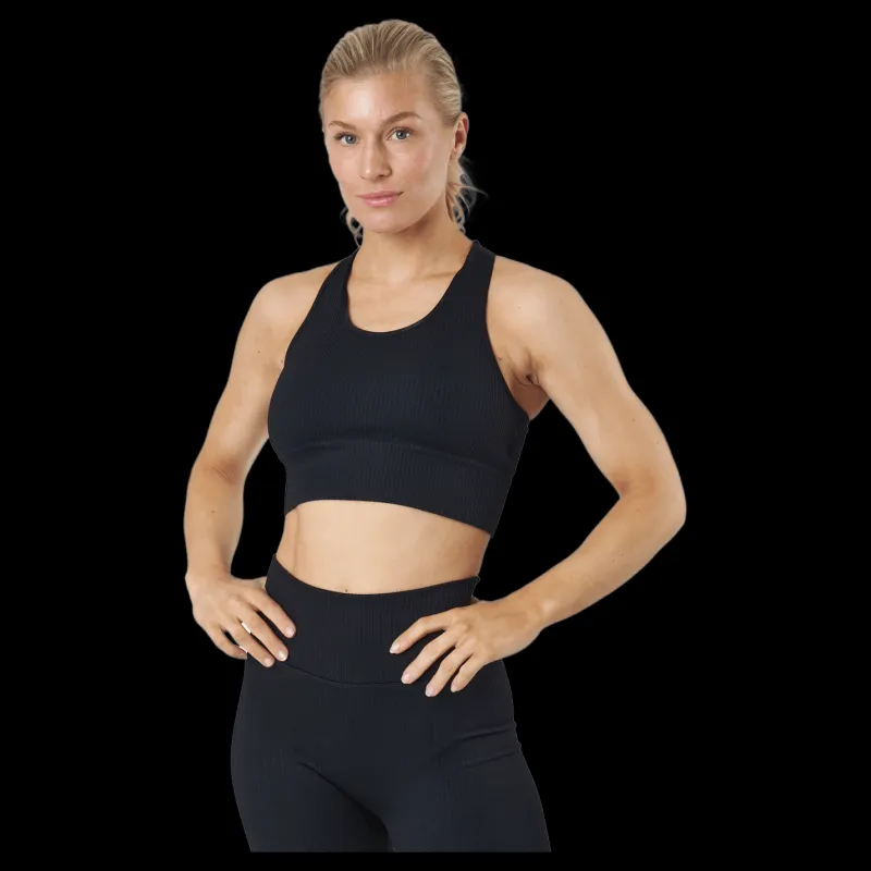 BLACC Rib Seamless Crop Top Black Svart