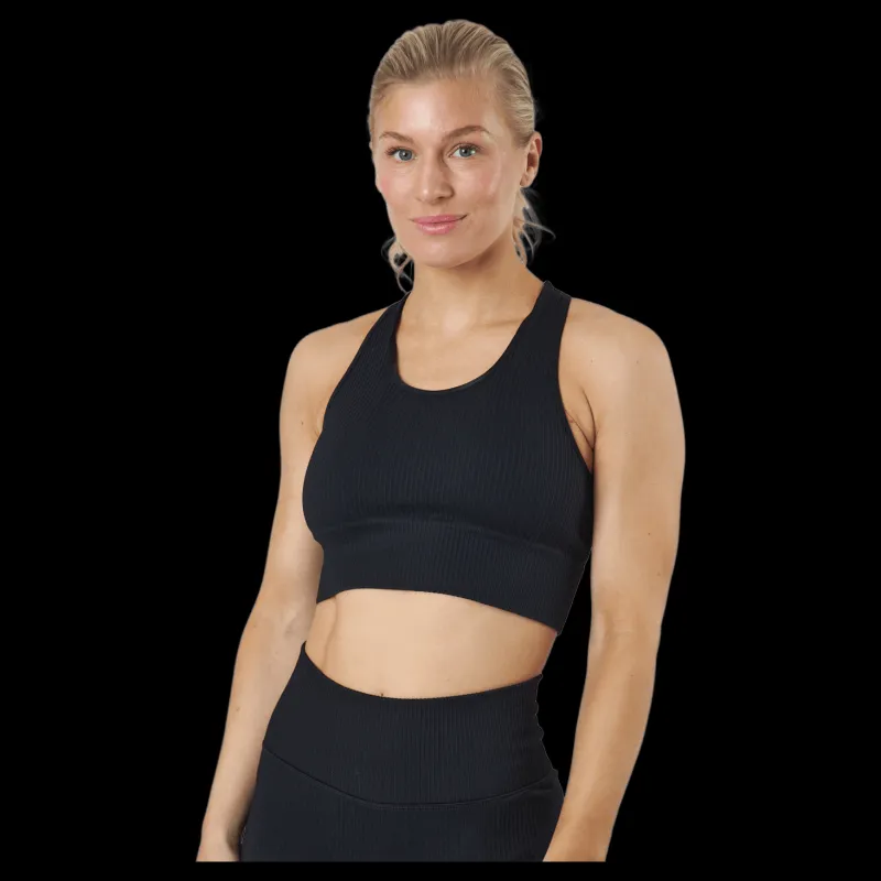 BLACC Rib Seamless Crop Top Black Svart