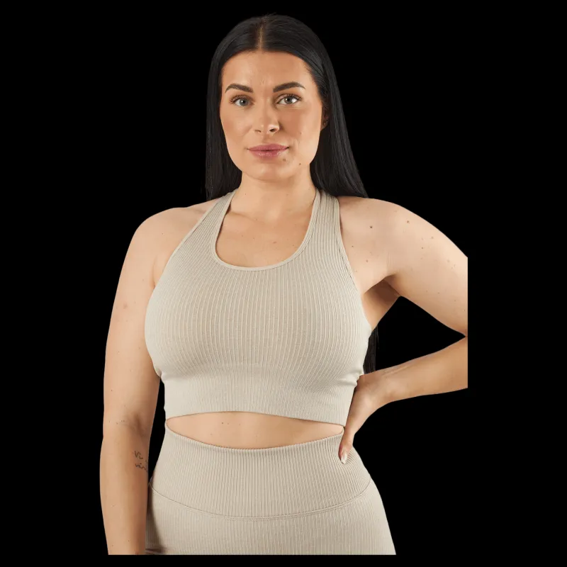 BLACC Rib Seamless Crop Top Mushroom Beige Discount