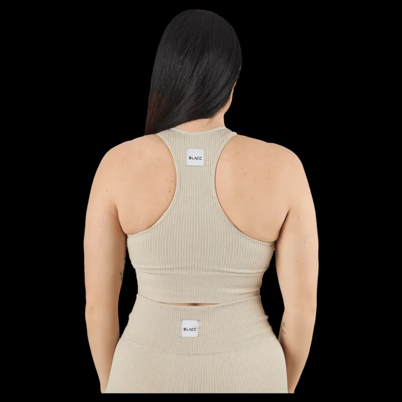 BLACC Rib Seamless Crop Top Mushroom Beige Discount