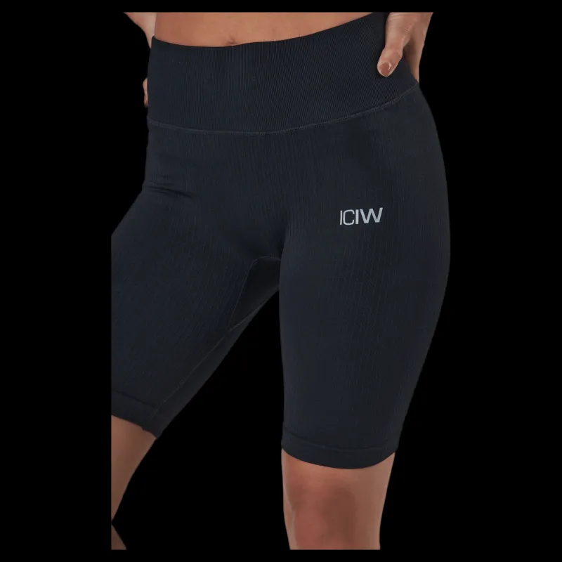 ICANIWILL Ribbed Define Seamless Biker S Black Svart