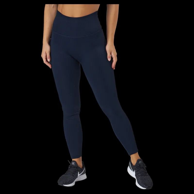 Famme Ribbed Seamless Tights Navy Blue Blå Online