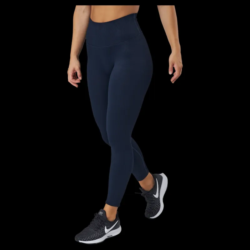 Famme Ribbed Seamless Tights Navy Blue Blå Online