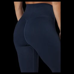 Famme Ribbed Seamless Tights Navy Blue Blå Online