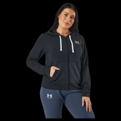 Under Armour Rival Terry Fz Hoodie Black Svart Sale