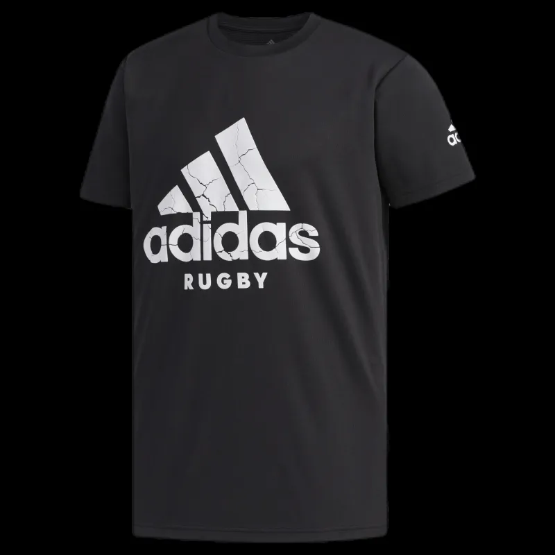 New adidas Rugby Logo Tee Black Svart