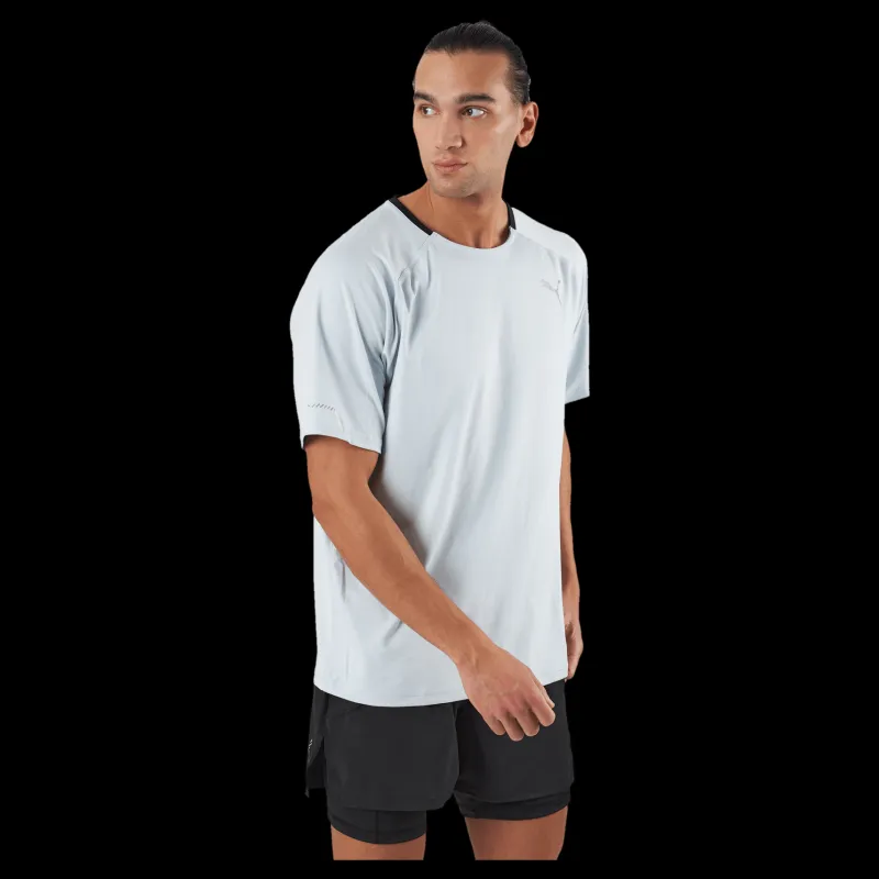 Puma Run Cloudspun Ss Tee Platinum Gray Blå Outlet