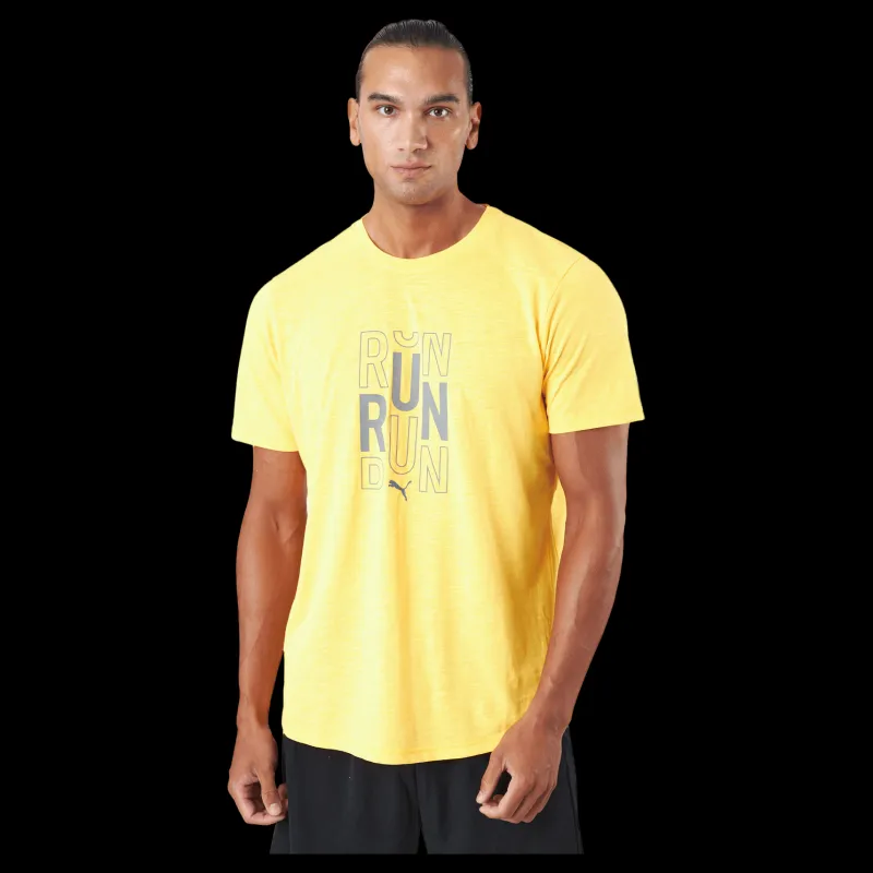 Puma Run Logo Ss Tee M Sun Stream Gul