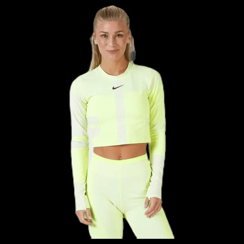Outlet Nike Run Tech Pack Knit Top LS White/Green Vit och Grön