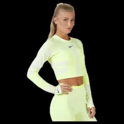 Outlet Nike Run Tech Pack Knit Top LS White/Green Vit och Grön