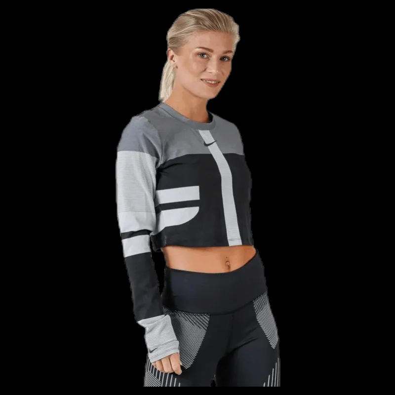 Nike Run Tech Pack Knit Top LS Black/Grey Grå New