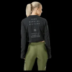 Nike Running Division Warm Top Crop Black Svart New