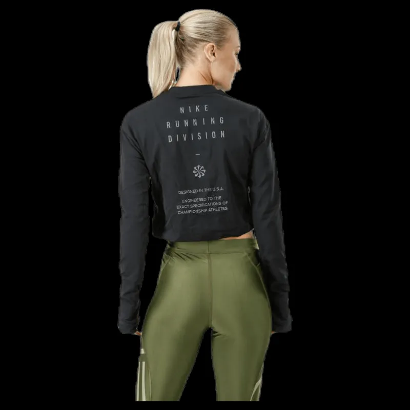 Nike Running Division Warm Top Crop Black Svart New