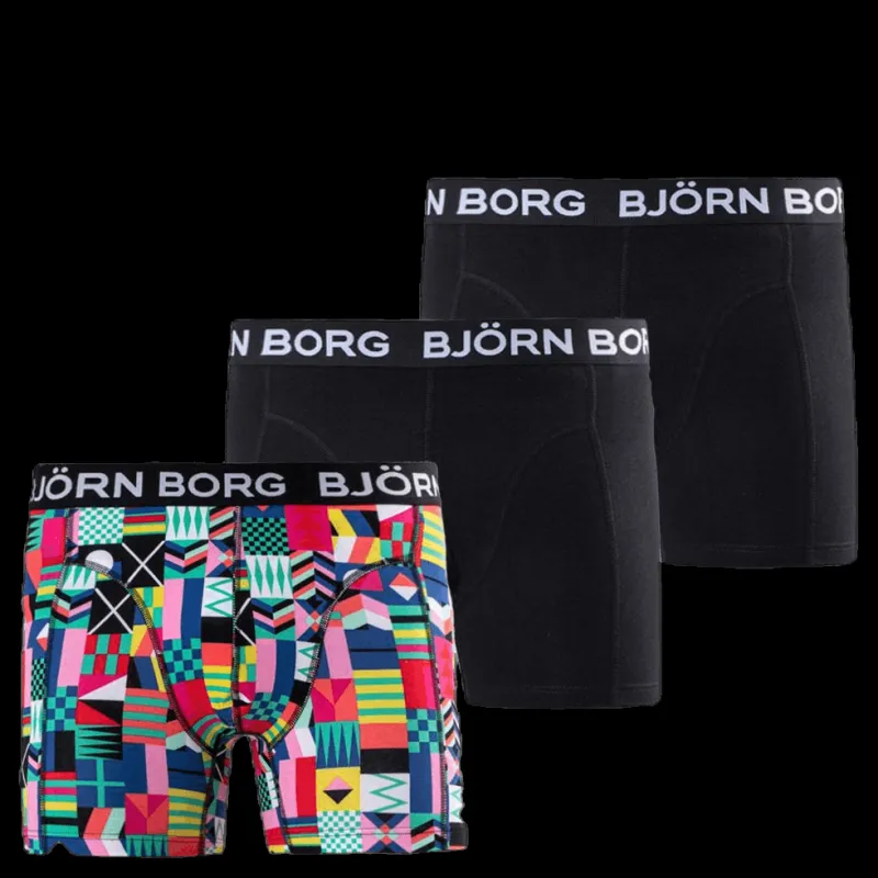 Björn Borg Sammy Geo Flag Shorts 3-pack Green/Black Grön och Svart Outlet
