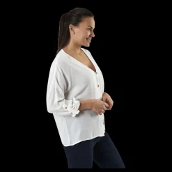 Pieces Sanne 3/4 Fold-Up Top White Vit New