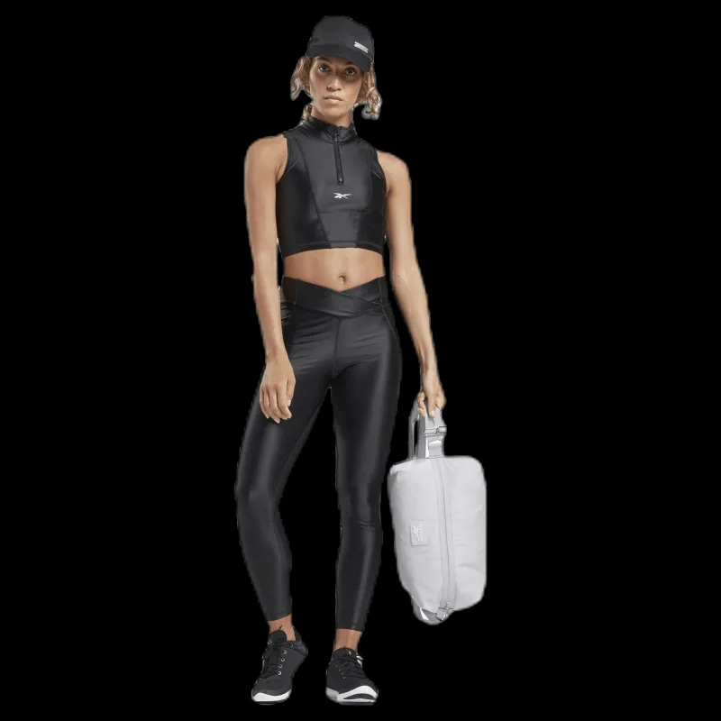 Reebok Sh Shiny Lycra Crop Black Svart