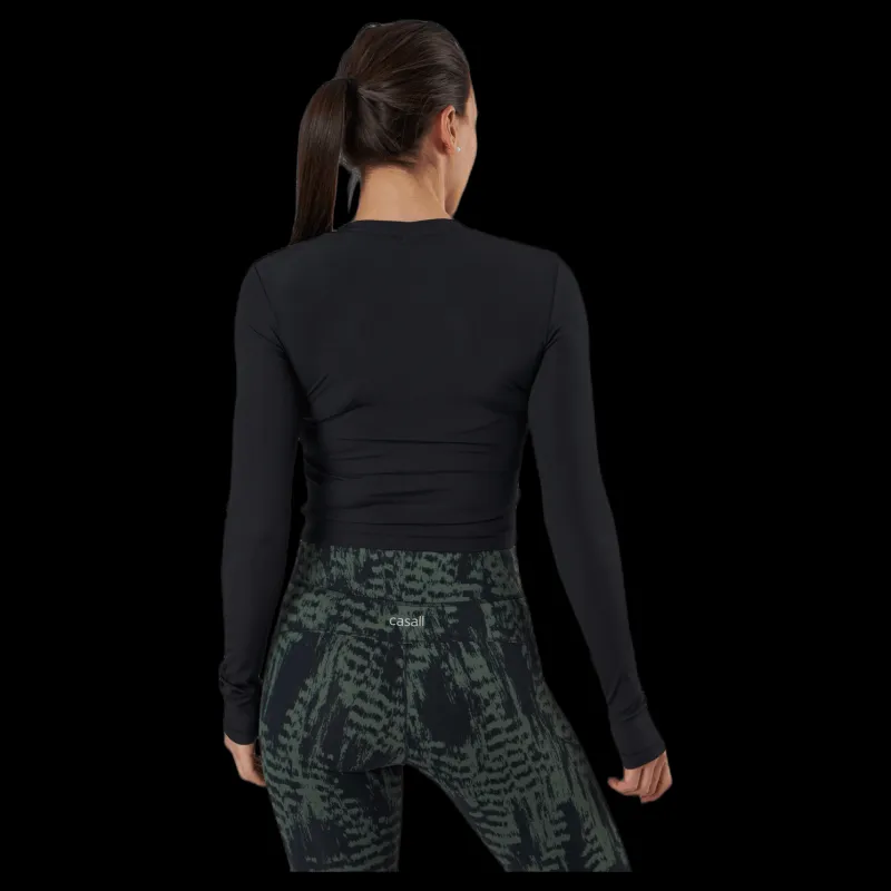 Casall Shiny Rib Long Sleeve Black Svart