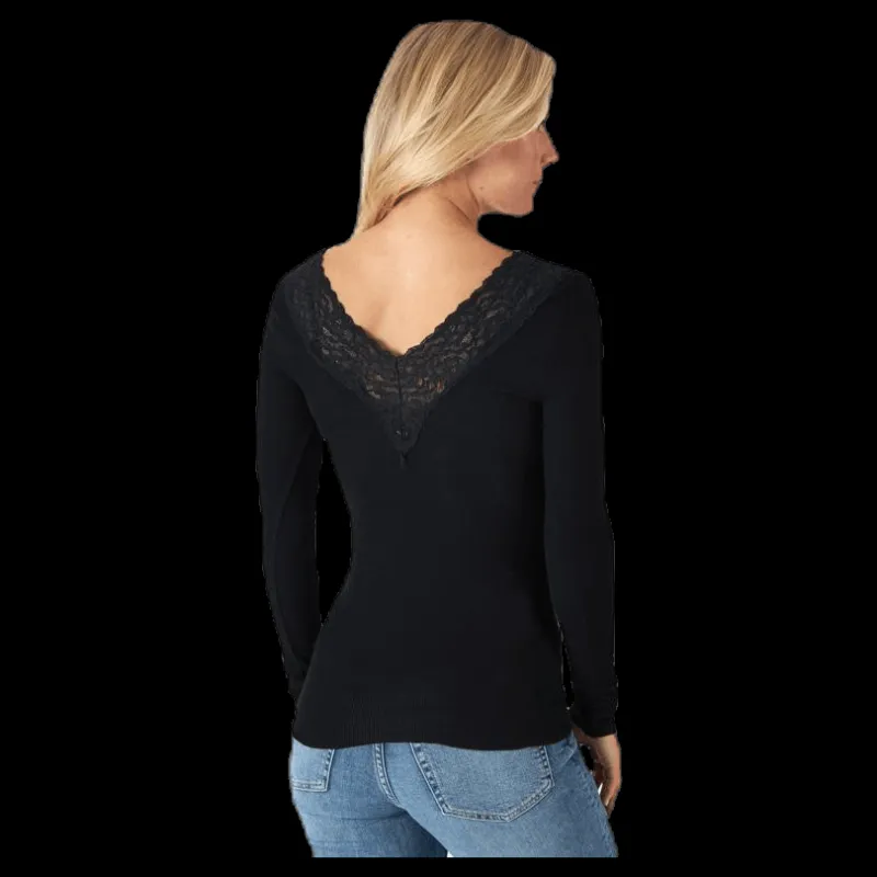 Pieces Siri Ls Top Black Svart Discount